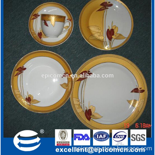 Hight quality royal gold design 20 pcs rond ceramic dinner set porcelain tableware